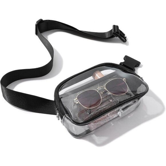 Clear Black Leather Waterproof Fanny Pack with Adjustable Strap for Men & Women - Picture 5 of 7